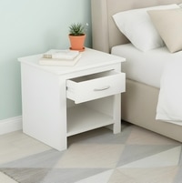 Luxnest Sheesham Wood Accent Bedside Table End Table In White Pu Enamel