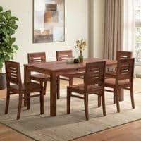 Arlo Teak Wood 6 Seater Storage Dining Table with Arlo Dining chair set