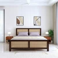 Rita Solid Wood Rattan Cane Designed King Size Box Storage Bed In Tubbeco Finish