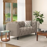 Henrietta 2 Seater Fabric Sofa (Cloudy Beige Velvet)