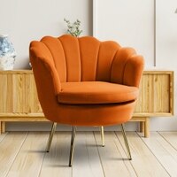 Melta Solid Wood Accent Chair in Orange Colour