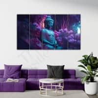 The Castle Decor Lord Buddha Meditation Wall Painting Wooden Framed 27x48 Inch (Style 21)
