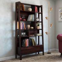 Alberto Solid Wood Bookshelf in Mahogany Finish