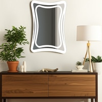 Wave Edge Frameless Frosted LED Mirror Artistic  Wall Decor