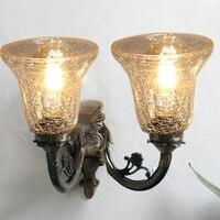 Devansh Metal Electric Wall Light in Antique gold Colour with Transparent Shade Count of 2 Lights