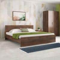 Zoey Engineered Wood King Size Bed In Classic Walnut Finish