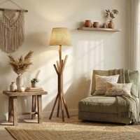 Vrikshya Beige Jute Floor Lamp with Beige Jute Base