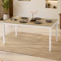 Holven 6 Seater Rectangular Dining Table European oak & white