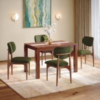 Atlas Crest Storage Solid Wood 4 Seater Dining Table With Set of 2 Ollie Diing Chairs