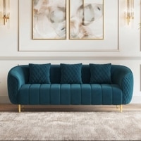 Amora 3 Seater Fabric Sofa In Night Blue Velvet Colour