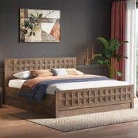 Baori Solid Wood Queen Size Hydraulic Storage Bed In Danish Walnut Finish
