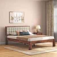 Florence Solid Wood Queen Size Bed In Teak Finish