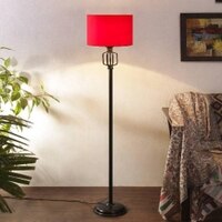 Harmony Red Fabric Floor Lamp with Black Iron Base