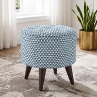 Mello Pouffee In Mango Walnut Finish with Indigo Crest Colour