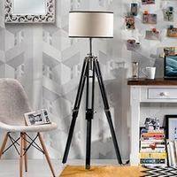 Hubble Tripod Floor Lamp Colour Cotton White Drum Shade