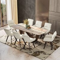 Paloma 8 Seater Jupiter Spanish Ceramic Dining Table With Bren Dining Chairs