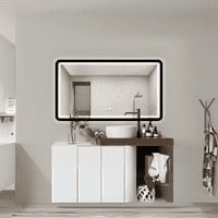 Modern Rectangular LED Mirror with Gold Stainless Steel Frame