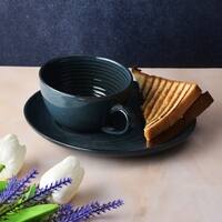Blue Ripple Ceramic Snack Serving Set – Set of 2