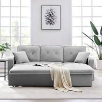 Drake Solid Wood Sofa cum Bed in Grey