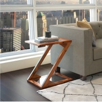 Zeta Solid Wood Side Table in Teak Finish