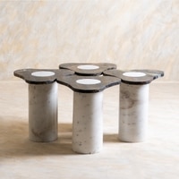 Poppy Marble Side Table Set of Four in Beige Colour