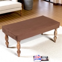 Bestone Sheesham Wood Accent Dining Bench (Taupe Brown Velvet Teak Finish)