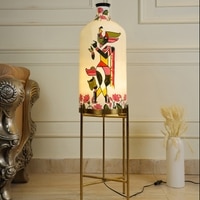 Auspicious Krishna Decorative Electric Floor Lamp with Metal Stand in White Colour