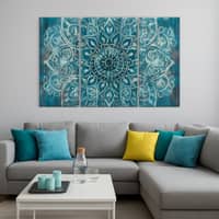 Truss Pcs Blue White Mandala Printed Framed Canvas Wall Canvas Wall Prints Set of 3 Multicolor Matte