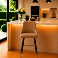 Doe Buck Upholstered Counter Height Bar Stool in Brown Colour with Gold Accents