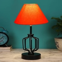 Raelyn Orange cotton Table lamp with Iron Base