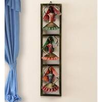Desert Art Metal Handpainted Kalbeliya Musician Wall Hanging in Multicolour