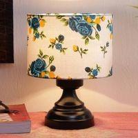 Edmond Multicolour Fabric Shade Table Lamp with Black Iron Base