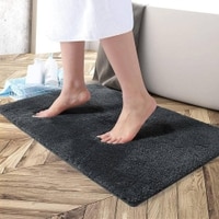 Thea Black Solid Natural Fiber 30x18 inches Anti-Skid Bath Mat