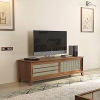 Fujiwara Solid Wood Free Standing TV Unit in Amber Walnut Finish