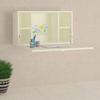 Valeria Wall Mounted Folding Study Desk cum Bookshelf in Ivory Colour