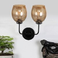 Devansh Metal Electric Wall Light in black Colour with Lavender Shade Count of 2 Lights