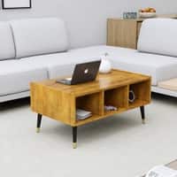 Hexa Engineered Wood Coffee Table With Storage And Open Rack In Giant Wood