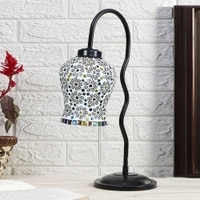 Multicolor Mosaic Glass Zig Zag Curvy Table lamp with Iron Base (EN14)