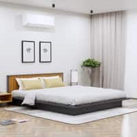 Hexa Engineered Wood Modern Queen Bed With Headboard Without Storage In Slate Grey And Giant Wood