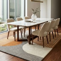 Presto Gold Geometric Hand Tufted Wool Carpet 8X10 Feet