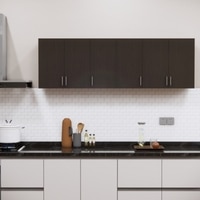 6 Doors Modular Wall Mounted Kitchen Cabinet With Adjustable Shelf In Chiyoda Wange Finish