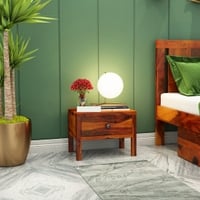 Rama Solid Wood Bedside Table in Honey Finish