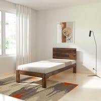 Triplet Solid Wood Single Size Non Storage Bed In Provincial Teak Finish