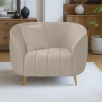 Nero Velvet 1 Seater Sofa in Cream Colour