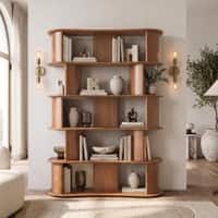 Imola Solid Wood Bookshelf In Amber Walnut Finish