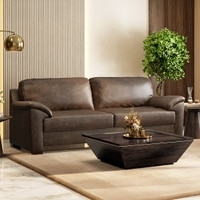 Farina 3 Seater Luxury Italian Leather Sofa In French Roast