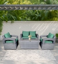 Lyon 2+1+1 Seater Wicker Sofa Set in Dual Tone Grey Colour