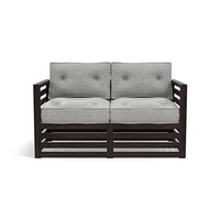 Raymond 2 Seater Wooden Sofa in American Walnut Finish & Vapour Grey Colour