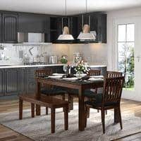 Diner Dining Bench In Dark Walnut Finish