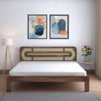 Seaside Solid Wood King Size Non Storage Bed In Provincial Teak Finish